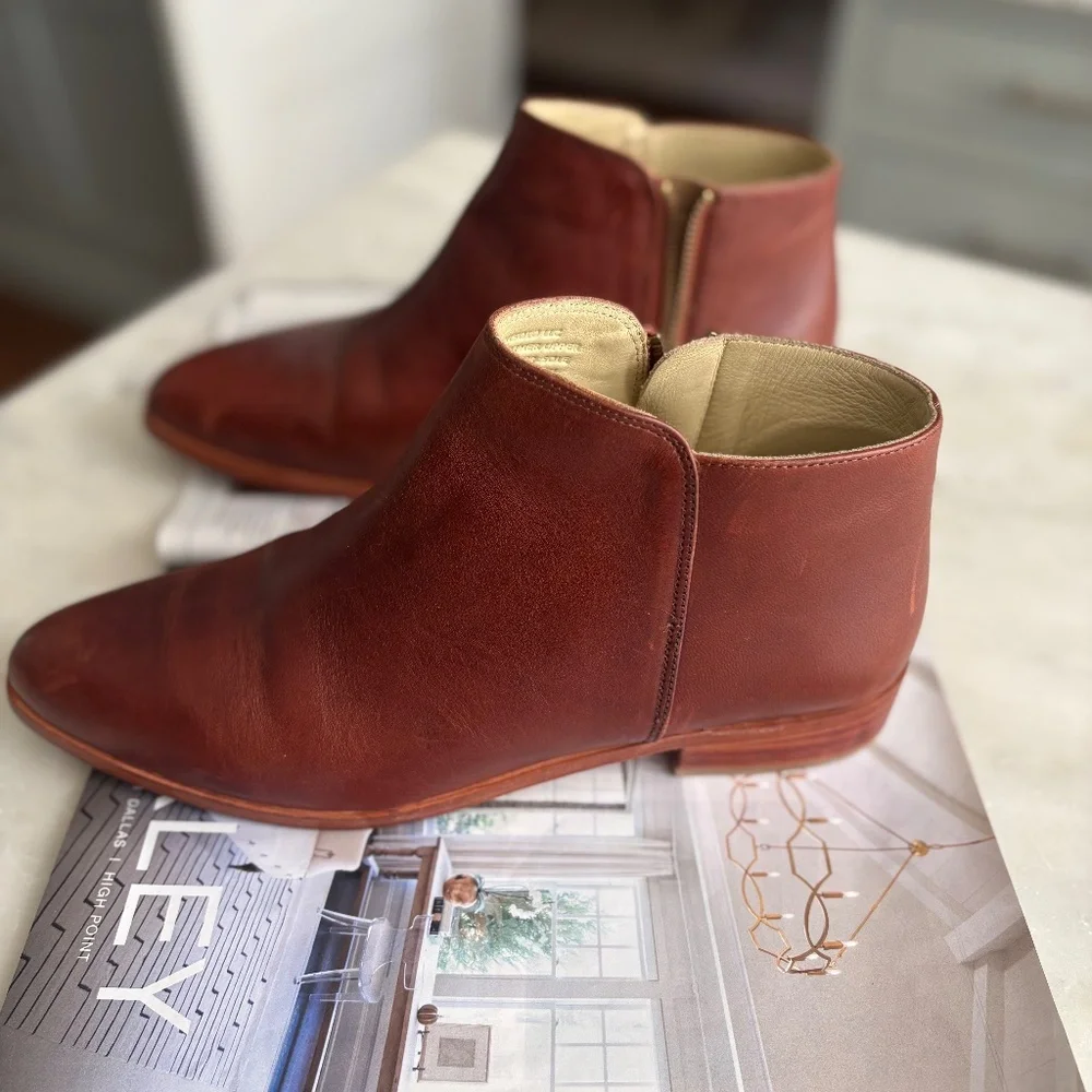 🍂 Nisolo Lana Boot size 10 Brandy Zipper Ankle Boot 🥾 - Picture 4 of 7
